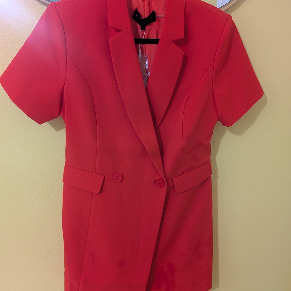 Endless Rose Red Tailored Jumpsuit Blazer